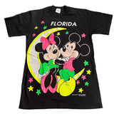 Velva Sheen Florida Mickey Minnie Moon Neon Black Shirt Medium