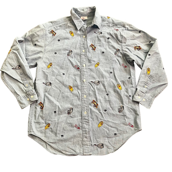 Disney Store Embroidered Winnie the Pooh Button Down all over print Medium