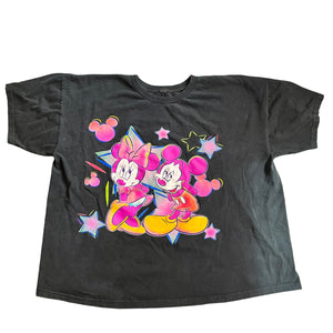 *NO SIZE TAG* Mickey Minnie black shirt pink star graphic