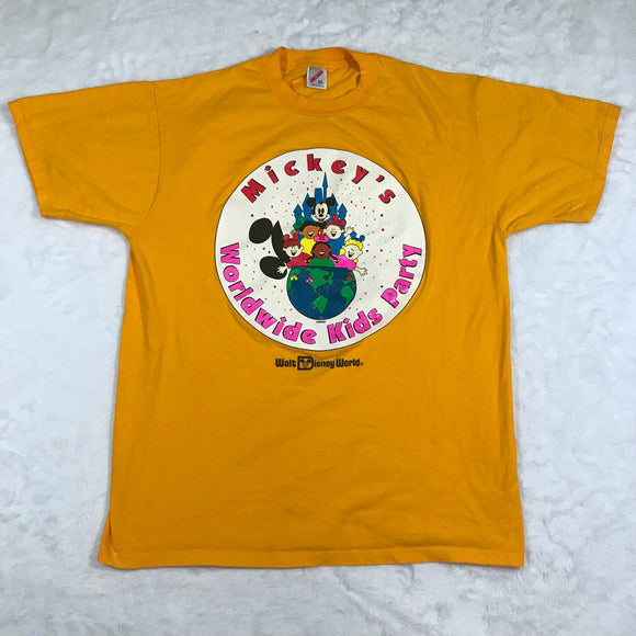 WDW Mickey's Worldwide Kids Party Yellow Shirt Extra Large