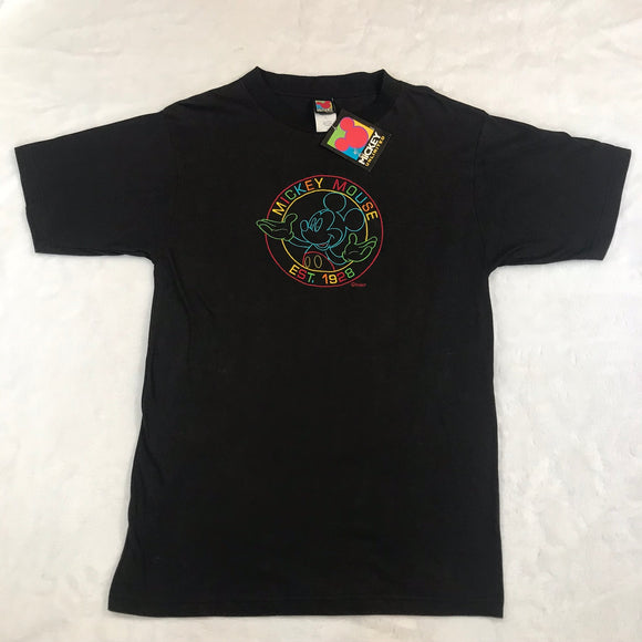 DEADSTOCK Mickey Unlimited Black Shirt Rainbow Embroidery Large