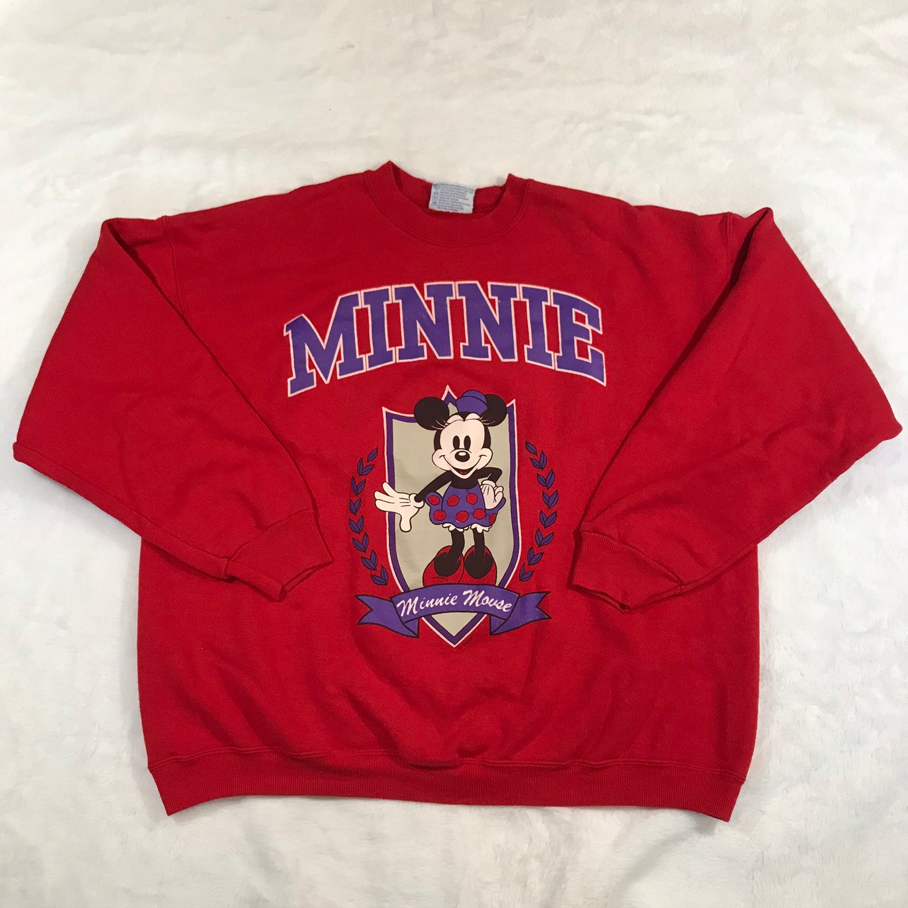 Minnie Red Collegiate Sweatshirt College Purple Pullover