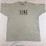 Mickey Initials Embroidered Grey Shirt Red Green Extra Large