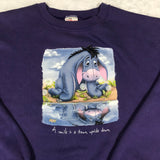 Eeyore Smile Frown Upside Down Purple Pullover Sweatshirt Large