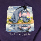 Eeyore Smile Frown Upside Down Purple Pullover Sweatshirt Large