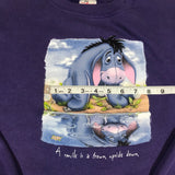 Eeyore Smile Frown Upside Down Purple Pullover Sweatshirt Large