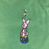 Piglet Honey Pot Embroidered Green Shirt Large