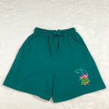 Dopey Turquoise Blue Embroidered Elastic Waist Shorts Small