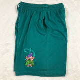 Dopey Turquoise Blue Embroidered Elastic Waist Shorts Small