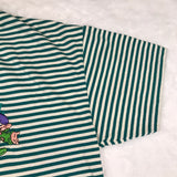 Dopey Turquoise Blue White Stripe Shirt Embroidered Large