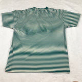 Dopey Turquoise Blue White Stripe Shirt Embroidered Large