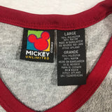 Mickey Grey Red Fleece V Neck Pullover Shirt Large