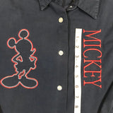 Mickey Navy Blue Button Down Shirt Red Embroidery Medium